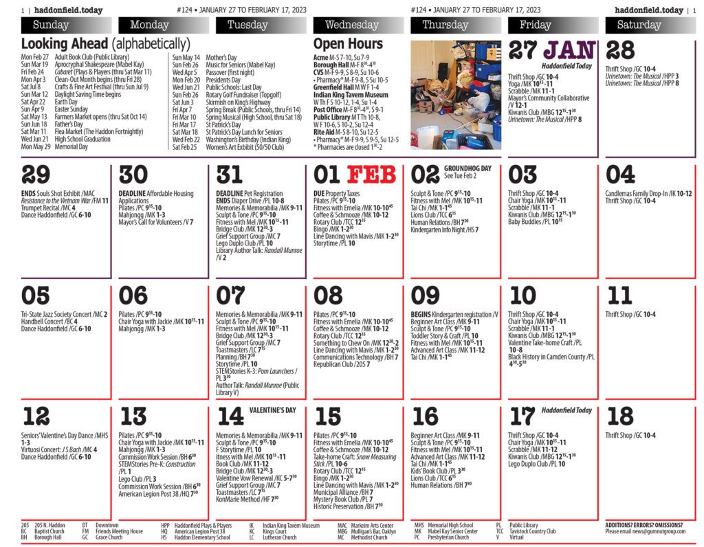Haddonfield Event Calendar - February 2023