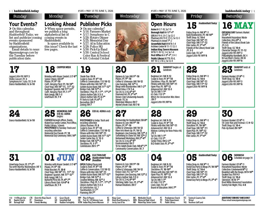Haddonfield Today 184 Calendar_2026May15