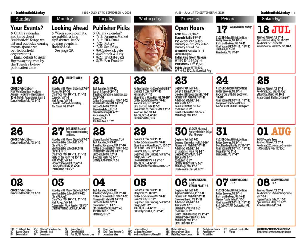 Haddonfield Today 188 Calendar_2026Jul17-1