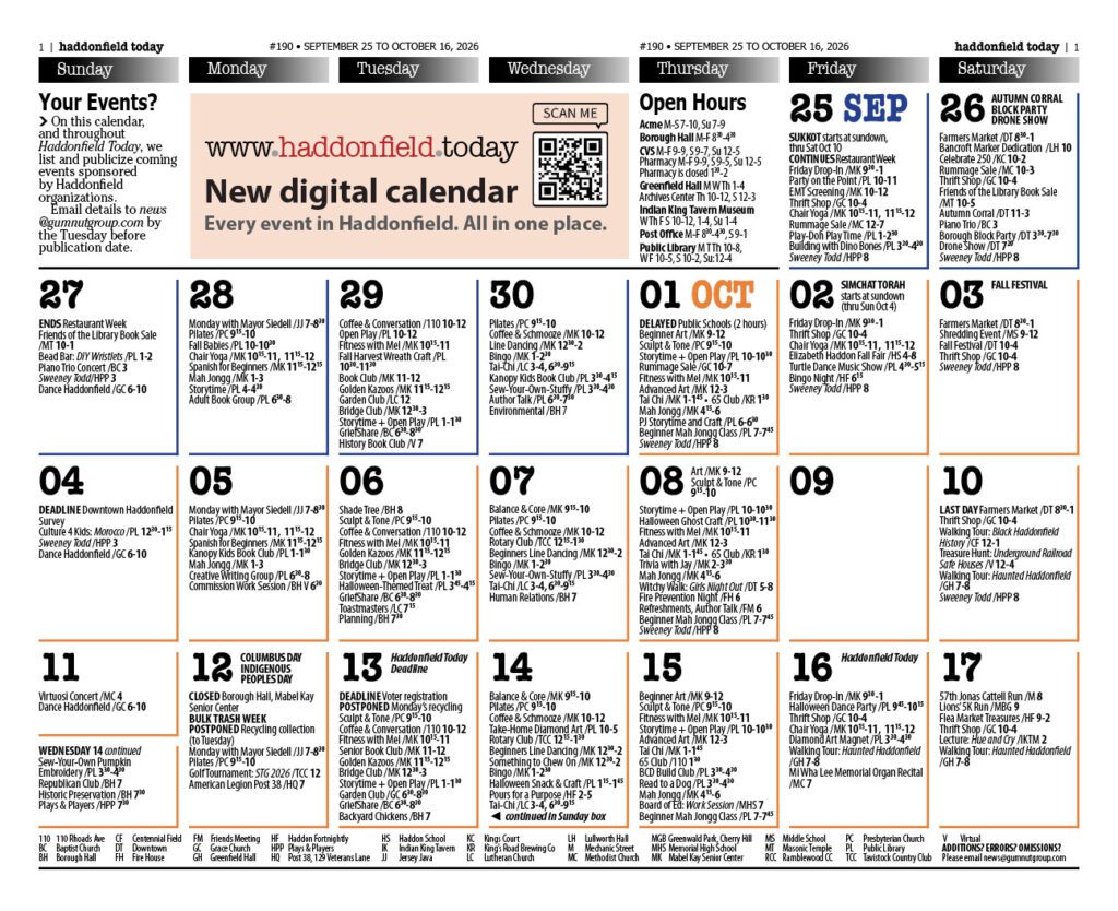 September - October Calendar