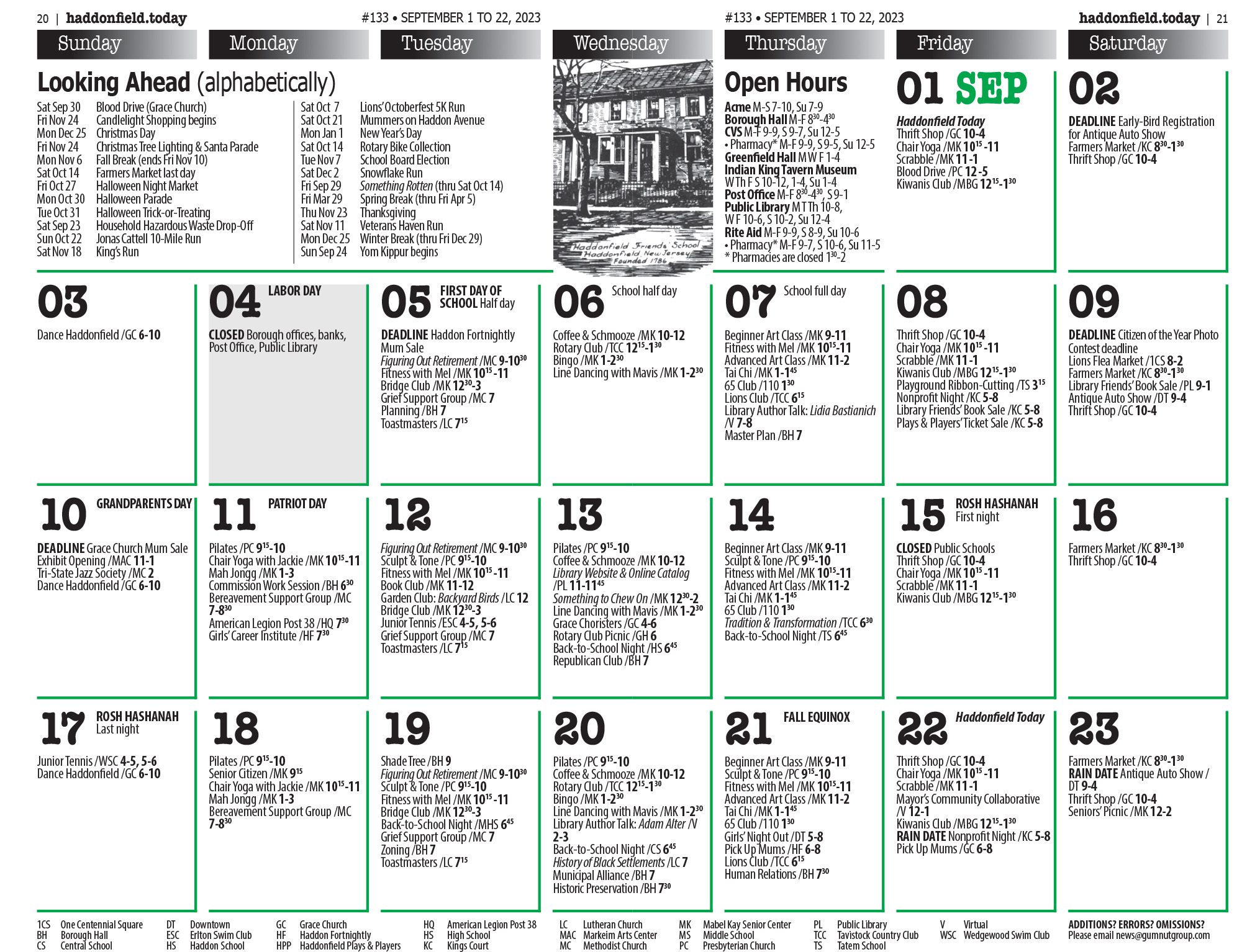 Town Calendar Haddonfield Civic Association