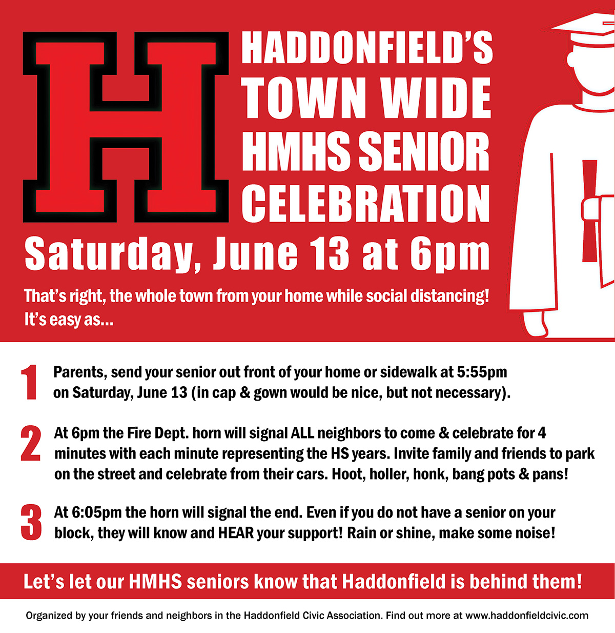 HaddonfieldHaddonfield's Town wide HMHS Senior Celebration - Saturday, June 13th at 6pm Town Wide Celebra for HMHS Senior - Final Social Media2