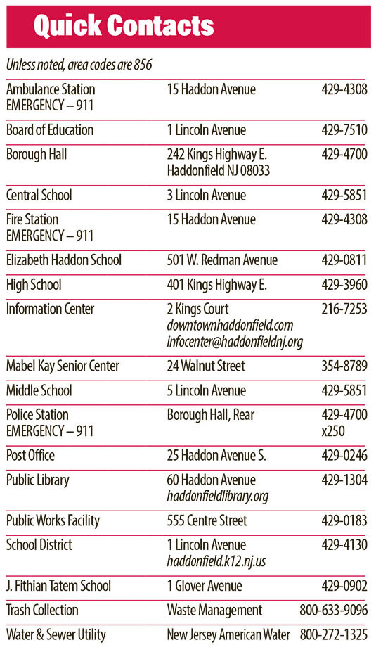 Town Calendar Haddonfield Civic Association